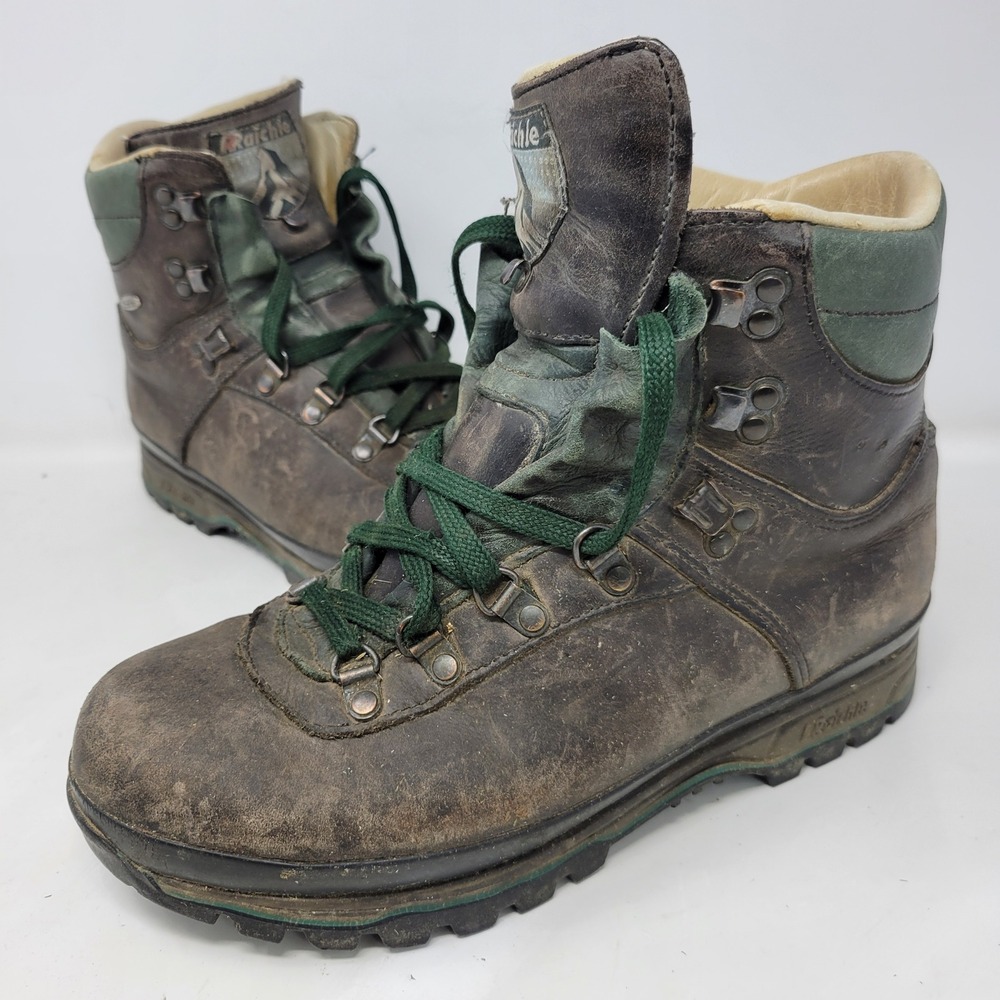 Raichle 3354 153 Mens Brown Leather Vibram Sole Hiking Boots Switzerland 9.5 M